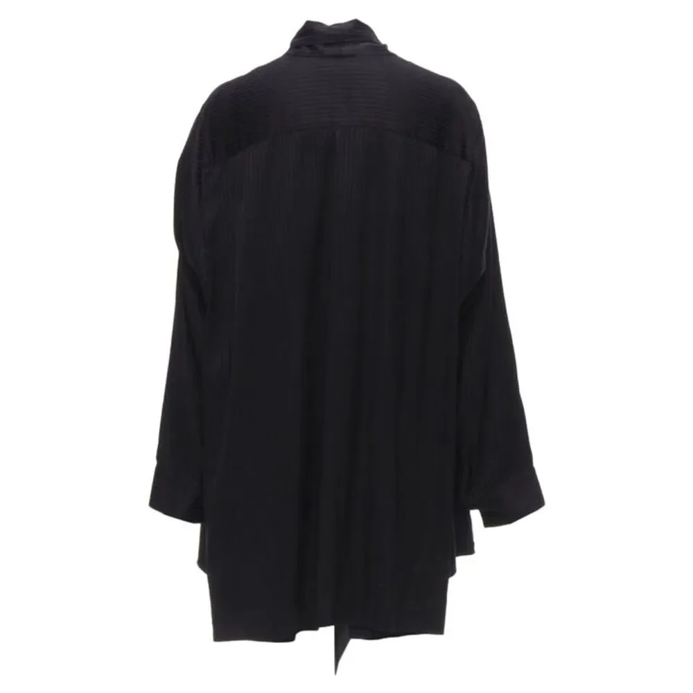 Balenciaga Demna black striped pussy bow cascade hem oversized shirt - Picture 4 of 6